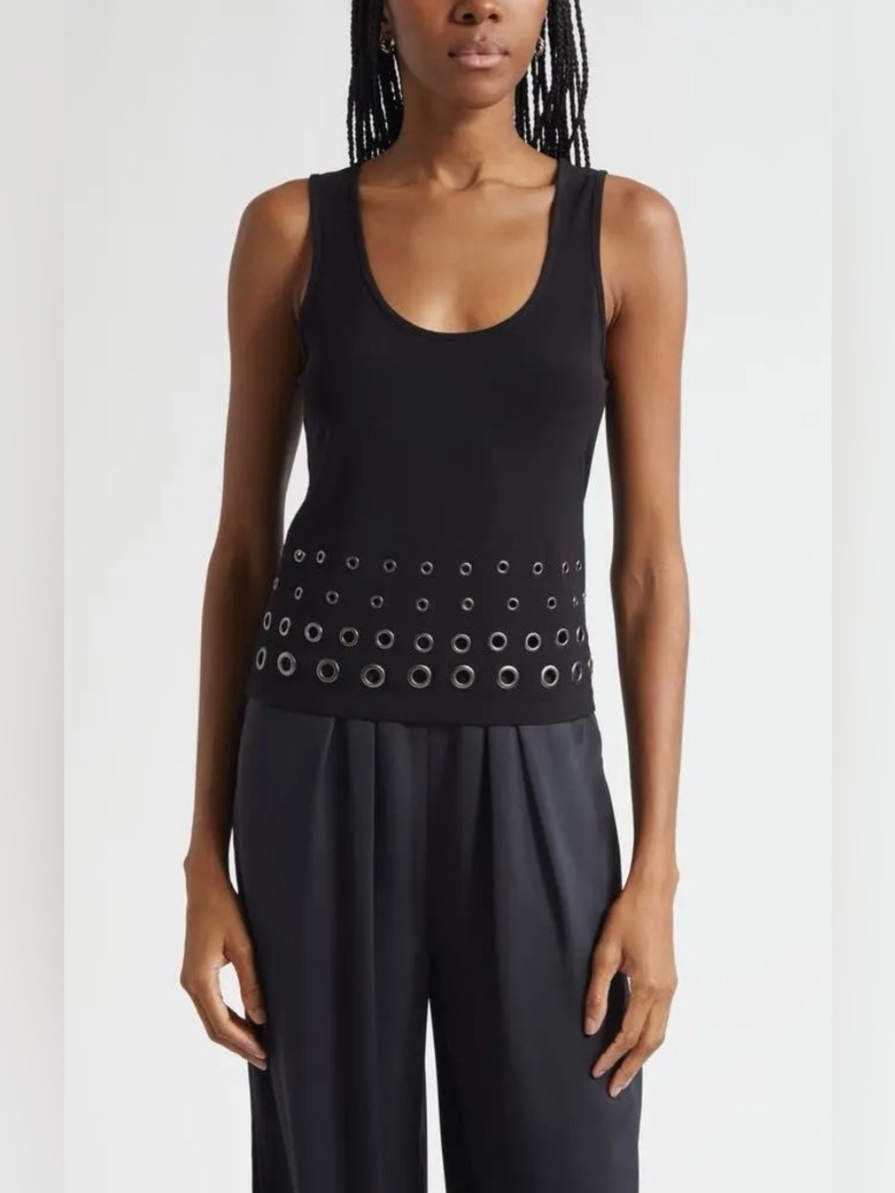 NWT RAMY BROOK
ELINE TOP in BLACK with Silver Grommets, Size XS